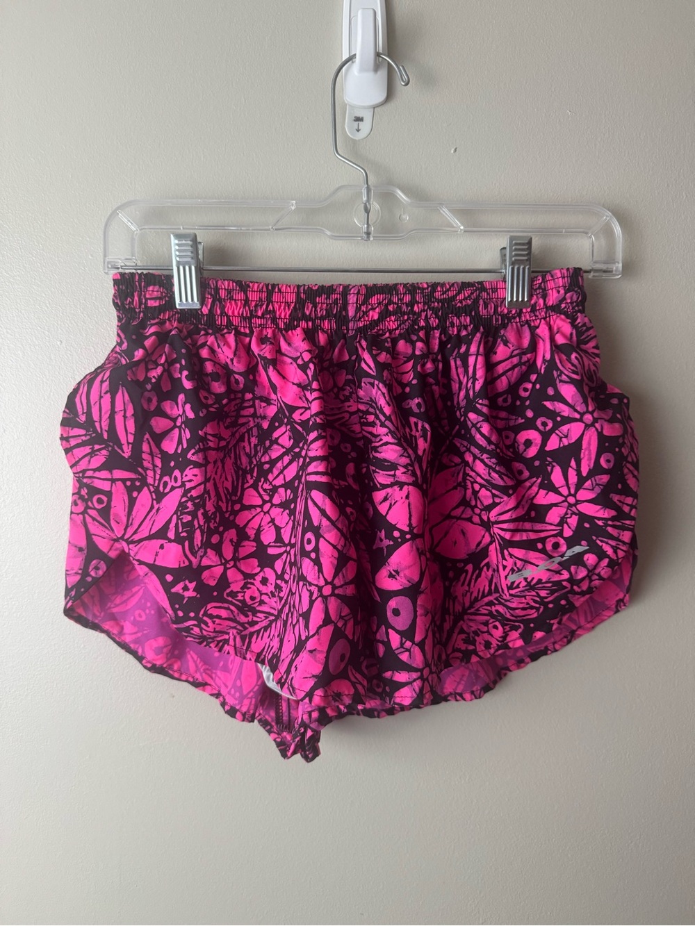 Women’s BOA Hot Pink Floral Athletic Shorts with Elastic Waist Medium